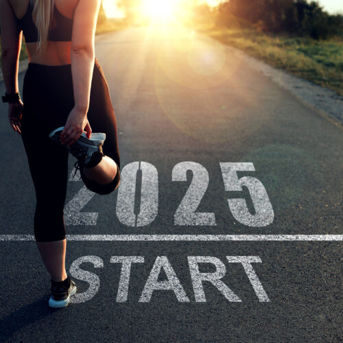 New Year 2025 with new ambitions, challenge, plans, goals and visions.Sports girl who wants to start the year 2025. Concept of new professional achievements in the new year and success